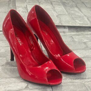 Wet Seal Size 8 High Heels Peep‎ Toe Red 4" Heel